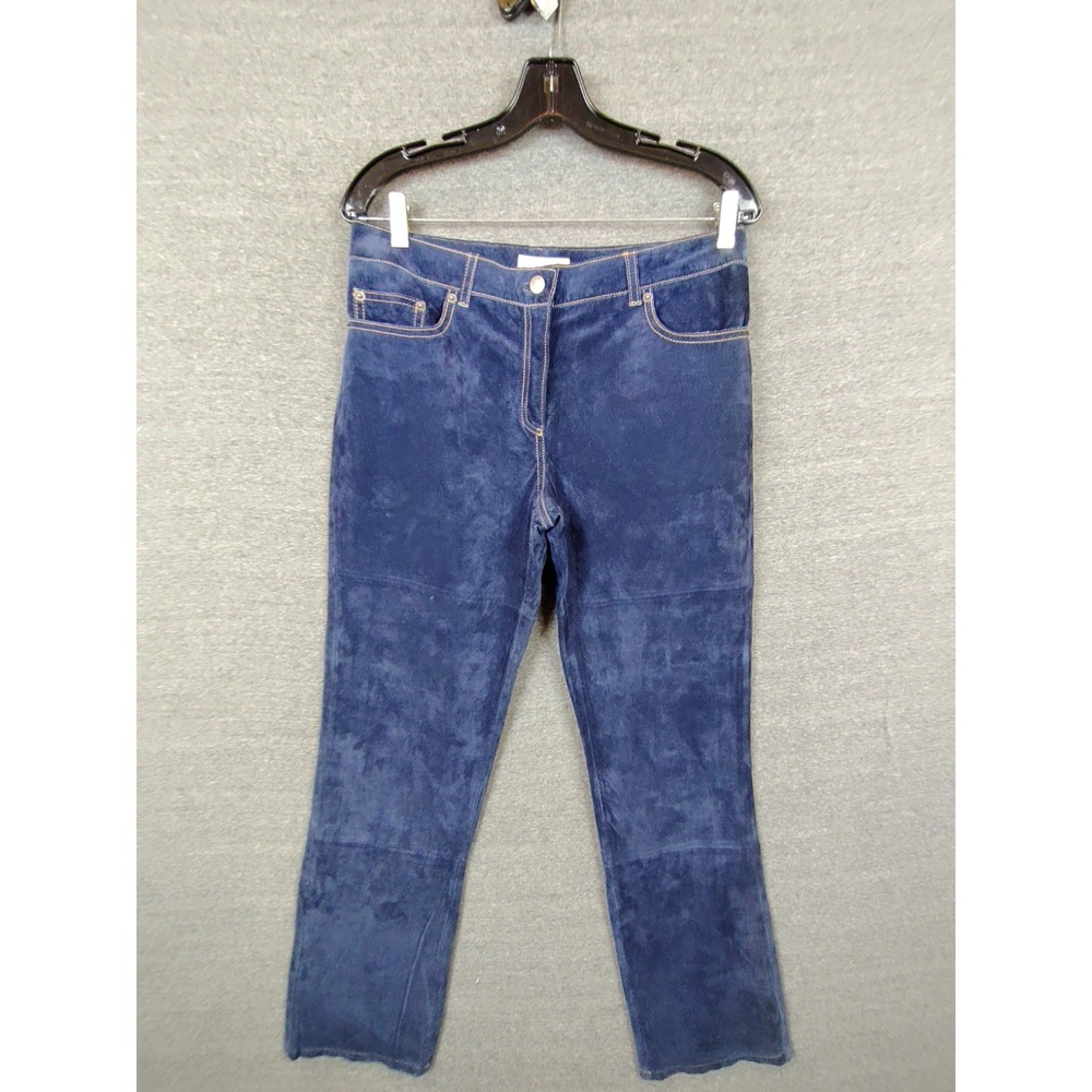 Isaac Mizrahi Womens Pants 8 Blue‎ Suede Leather Bootcut Western Rockabilly